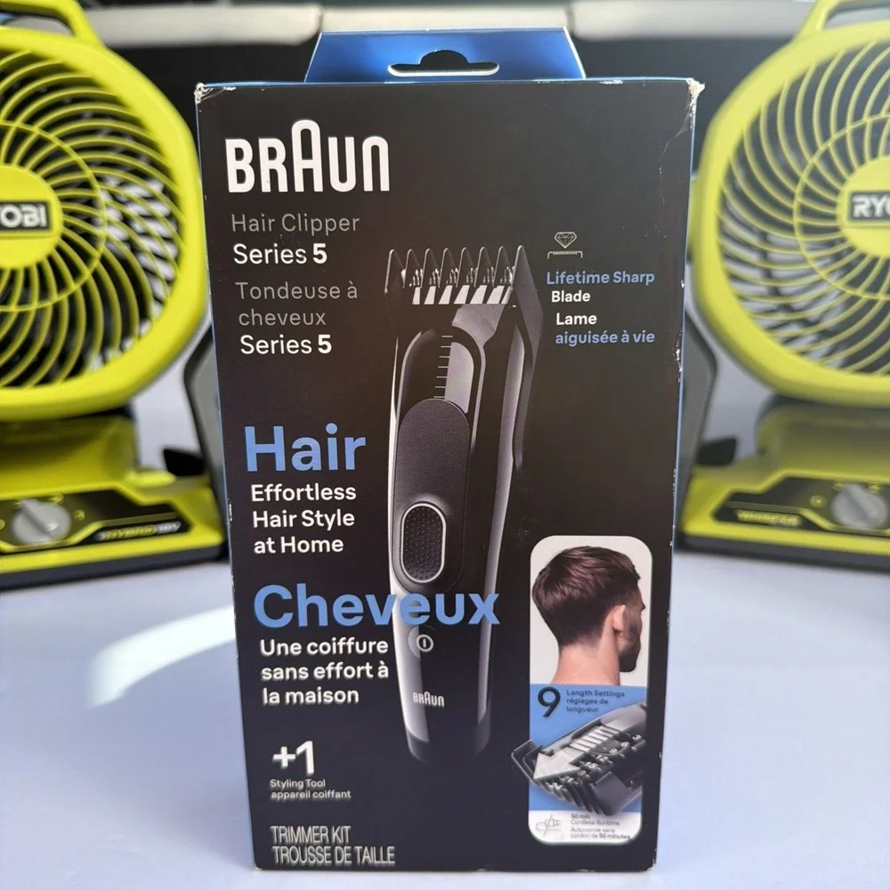 Braun Series 5 HC5310 Rechargeable Hair Clipper 2 Combs Haircut Kit 9-Setting